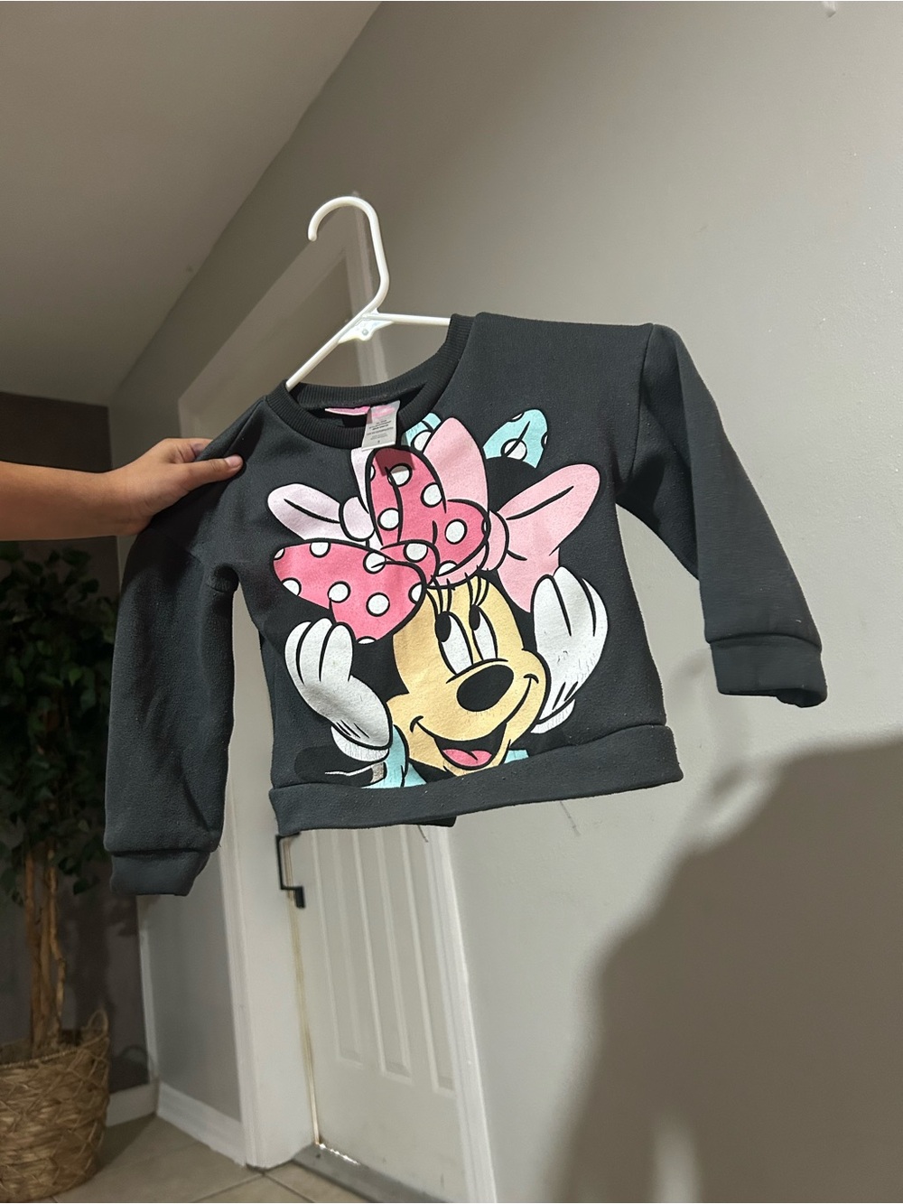 Disney Black Minnie Mouse Sweatshirt with Pink Bow